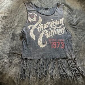 Affliction American Customs Fringed Graphic Tank Top